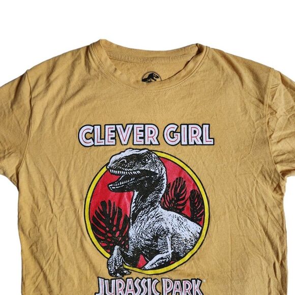 Jurassic World yellow red multi color Clever Girl raptor t shirt sz XS - Picture 3 of 12